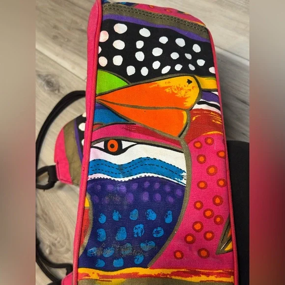 Laurel Burch Sky Spirit Birds Canvas Large Shoulder Bag Tote bird weekender - Picture 9 of 12